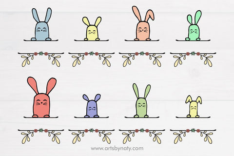 The row of funny bunnies illustration. SVG Arts By Naty 