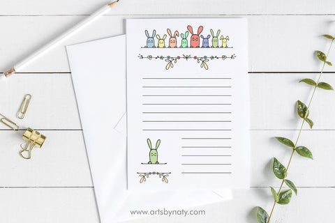 The row of funny bunnies illustration. SVG Arts By Naty 