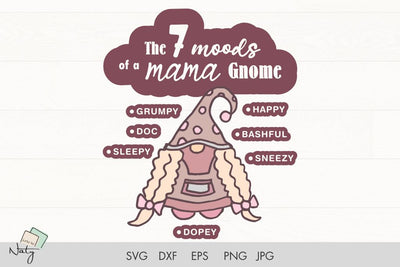 The seven moods of a mama gnome SVG. SVG Arts By Naty 