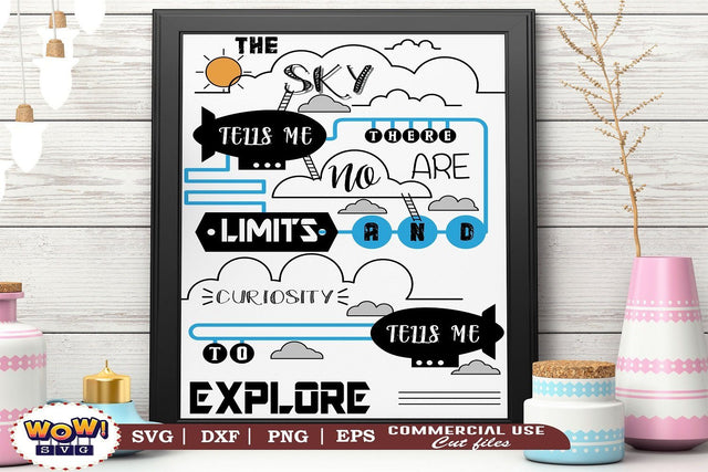 The sky tells there are no limits svg, Motivation quotes svg SVG Wowsvgstudio 