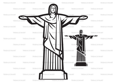 The Statue of Christ the Redeemer in Rio de Janeiro (Brazil) SVG TribaliumArtSF 
