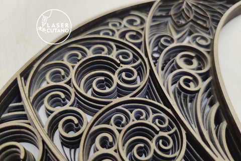 The Sun and The Moon - Multilayer Laser Cut Files, Mandala, Round Sign SVG, 3D Designs, Mini Design Bundles SVG LaserCutano 