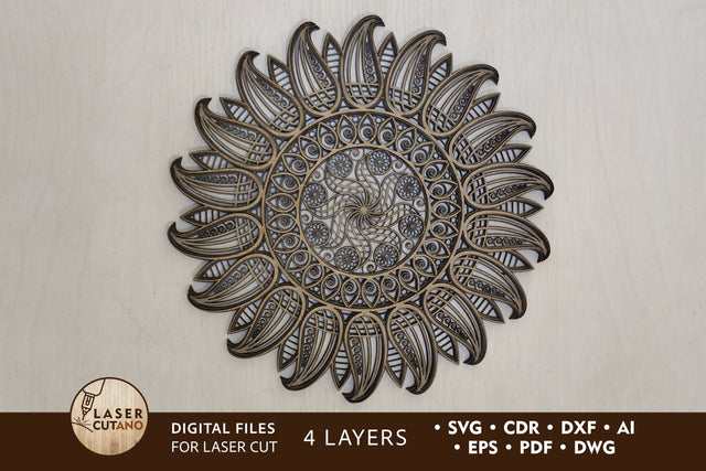 The Sun - Multilayer Laser Cut Files, Mandala, Round Sign SVG SVG LaserCutano 