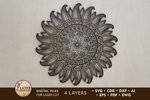 The Sun - Multilayer Laser Cut Files, Mandala, Round Sign SVG SVG LaserCutano 
