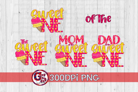 The Sweet One Ice Cream Birthday PNG Bundle for Sublimation Sublimation Greedy Stitches 