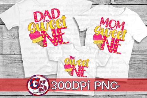 The Sweet One Ice Cream Birthday PNG Bundle for Sublimation Sublimation Greedy Stitches 