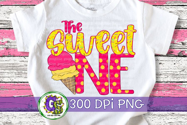 The Sweet One Ice Cream Birthday PNG for Sublimation Sublimation Greedy Stitches 