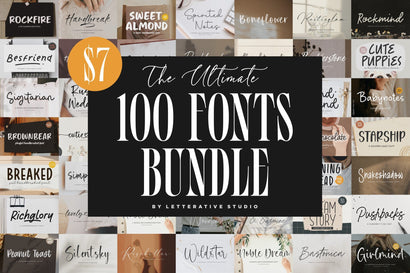 The Ultimate! 100 Font Bundle! Font Letterative 