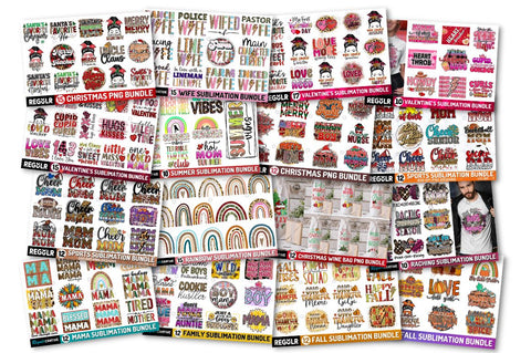 The Ultimate SUBLIMATION Bundle | HUGE 735 PNG Designs Sublimation Regulrcrative 