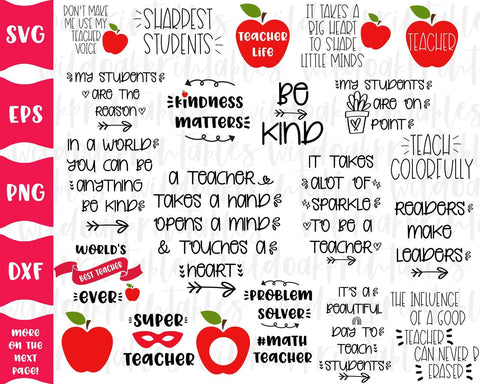 the ultimate teacher svg bundle, funny teacher svg quotes, teacher svg files, teacher apples svg, teacher svg files, super teacher png SVG WildOakSVG 