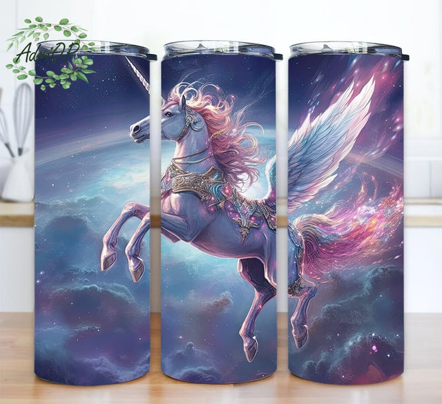 The Unicorn 20oz Skinny Tumbler Png, 3D Unicorn Planet In Dark Clouds Soaring Through Space Png, 3D Horse Tumbler, Instant Digital Download Png Sublimation AdriOP 