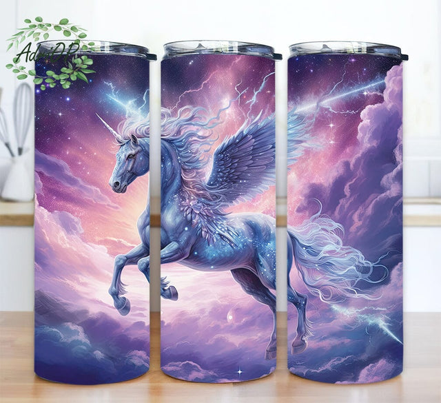 The Unicorn 20oz Skinny Tumbler Png, 3D Unicorn Planet In Dark Clouds Soaring Through Space Png, 3D Horse Tumbler, Instant Digital Download Png Sublimation AdriOP 
