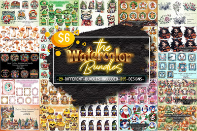 The Watercolor Big PNG Bundle Sublimation Creativeart88 