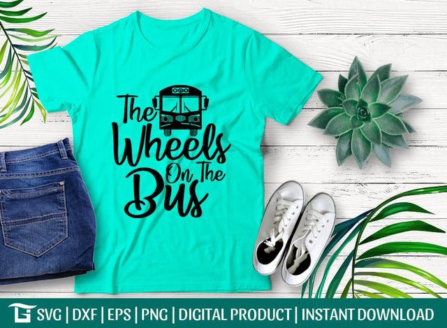 The Wheels On The Bus Svg Cut File, School Bus Svg, Nursery Rhyme Svg, Wheels Svg, Tshirt Design, SVG ETC Craft 