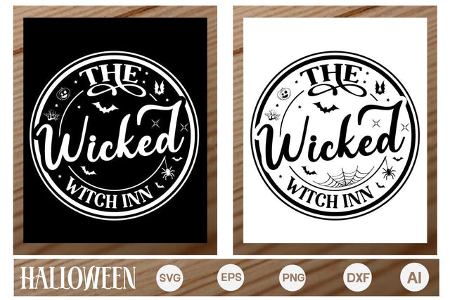The Wicked Witch Inn Round Sign SVG, Farmhouse Halloween SVG Design, Halloween Round Sign SVG, SVGs,Quotes and Sayings,Food & Drink,On Sale, Print & Cut SVG DesignPlante 503 