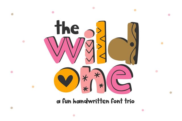 The Wild One - Fun Font Trio Font KA Designs 