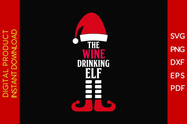 The Wine Drinking Elf Christmas SVG PNG EPS Cut File SVG Creativedesigntee 