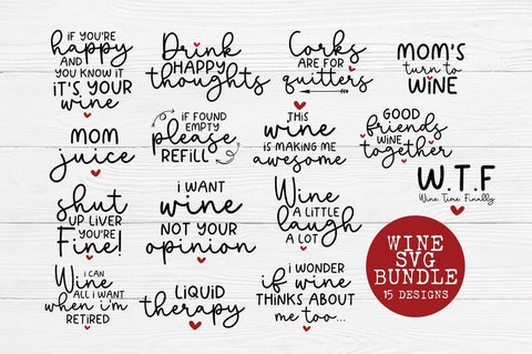 The Wine SVG Bundle - Wine Quote Bundle V.2 SVG Simply Cutz 