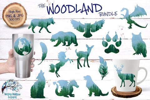 The Woodland Bundle | Animals | PNG | Sublimation | Clip art Sublimation Wispy Willow Designs 