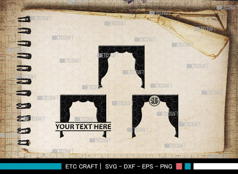 Theater Curtain Monogram, Theater Curtain Silhouette, Theater Curtain SVG, Curtain Svg, Theater Svg, Window Svg, SB00216 SVG ETC Craft 