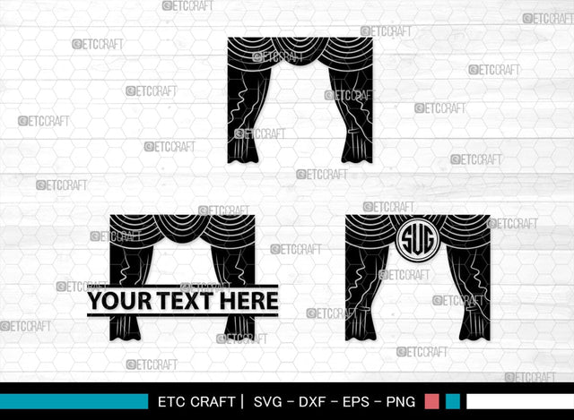 Theater Curtain Monogram, Theater Curtain Silhouette, Theater Curtain SVG, Curtain Svg, Theater Svg, Window Svg, SB00216 SVG ETC Craft 