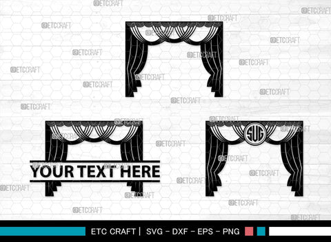 Theater Curtain Monogram, Theater Curtain Silhouette, Theater Curtain SVG, Curtain Svg, Theater Svg, Window Svg, SB00216 SVG ETC Craft 