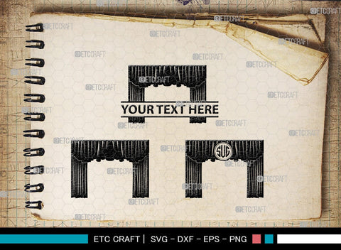 Theater Curtain Monogram, Theater Curtain Silhouette, Theater Curtain SVG, Curtain Svg, Theater Svg, Window Svg, SB00216 SVG ETC Craft 