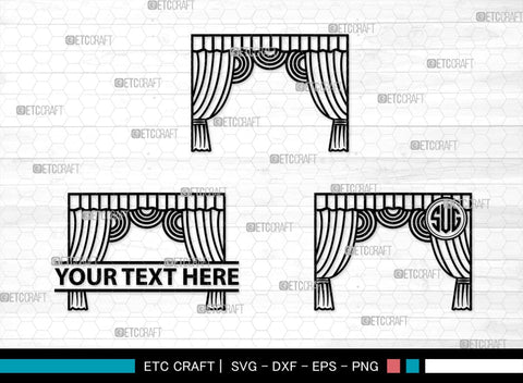 Theater Curtain Monogram, Theater Curtain Silhouette, Theater Curtain SVG, Curtain Svg, Theater Svg, Window Svg, SB00216 SVG ETC Craft 