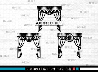 Theater Curtain Monogram, Theater Curtain Silhouette, Theater Curtain SVG, Curtain Svg, Theater Svg, Window Svg, SB00216 SVG ETC Craft 