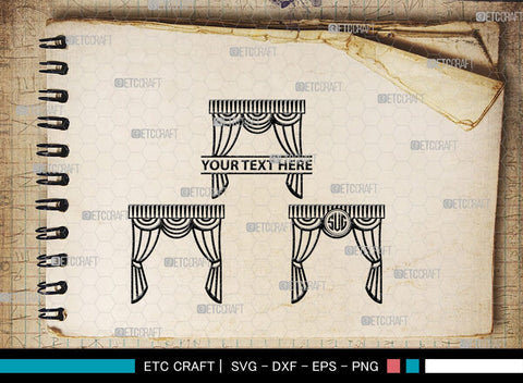 Theater Curtain Monogram, Theater Curtain Silhouette, Theater Curtain SVG, Curtain Svg, Theater Svg, Window Svg, SB00216 SVG ETC Craft 