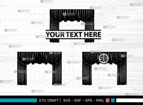 Theater Curtain Monogram, Theater Curtain Silhouette, Theater Curtain SVG, Curtain Svg, Theater Svg, Window Svg, SB00216 SVG ETC Craft 