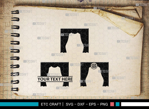 Theater Curtain Monogram, Theater Curtain Silhouette, Theater Curtain SVG, Curtain Svg, Theater Svg, Window Svg, SB00216 SVG ETC Craft 