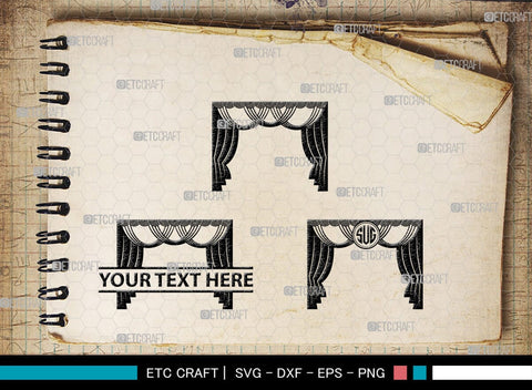 Theater Curtain Monogram, Theater Curtain Silhouette, Theater Curtain SVG, Curtain Svg, Theater Svg, Window Svg, SB00216 SVG ETC Craft 