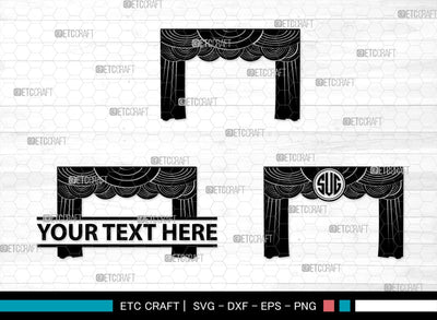 Theater Curtain Monogram, Theater Curtain Silhouette, Theater Curtain SVG, Curtain Svg, Theater Svg, Window Svg, SB00216 SVG ETC Craft 