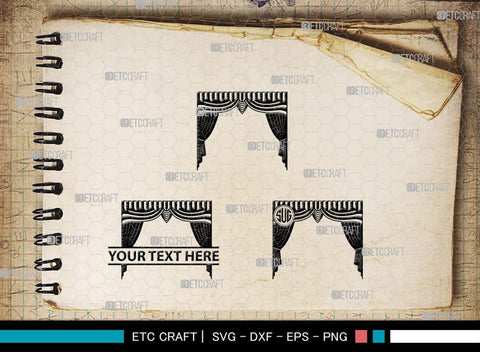 Theater Curtain Monogram, Theater Curtain Silhouette, Theater Curtain SVG, Curtain Svg, Theater Svg, Window Svg, SB00216 SVG ETC Craft 