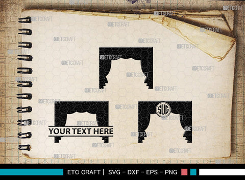 Theater Curtain Monogram, Theater Curtain Silhouette, Theater Curtain SVG, Curtain Svg, Theater Svg, Window Svg, SB00216 SVG ETC Craft 