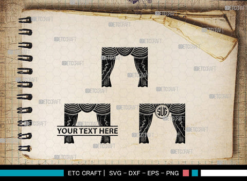 Theater Curtain Monogram, Theater Curtain Silhouette, Theater Curtain SVG, Curtain Svg, Theater Svg, Window Svg, SB00216 SVG ETC Craft 