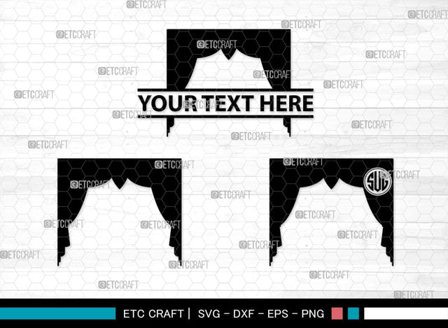 Theater Curtain Monogram, Theater Curtain Silhouette, Theater Curtain SVG, Curtain Svg, Theater Svg, Window Svg, SB00216 SVG ETC Craft 