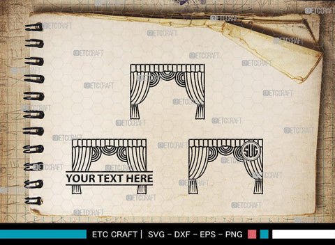 Theater Curtain Monogram, Theater Curtain Silhouette, Theater Curtain SVG, Curtain Svg, Theater Svg, Window Svg, SB00216 SVG ETC Craft 