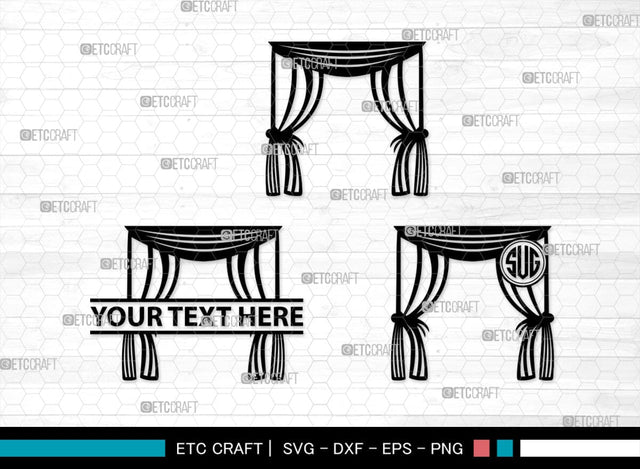 Theater Curtain Monogram, Theater Curtain Silhouette, Theater Curtain SVG, Curtain Svg, Theater Svg, Window Svg, SB00216 SVG ETC Craft 