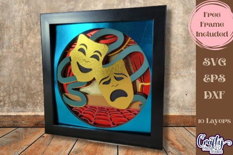 Theater Svg Shadow Box, 3D Layered Theater Masks Cut File SVG Crafty Mama Studios 