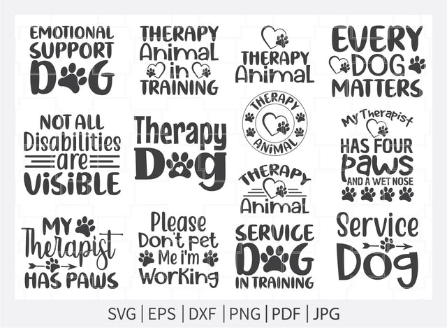 Therapy Dog svg, Therapy animal svg, Dog Mom svg, Dog Bandana svg, Dog svg, Dog Lover svg, Dog quotes SVG Dinvect 