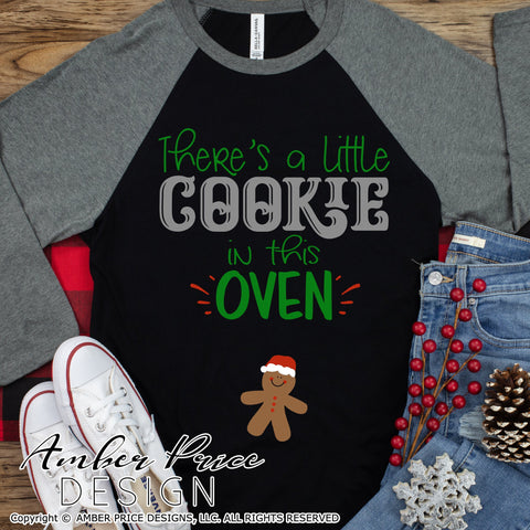There's a little cookie in this oven SVG | Christmas Pregnancy Reveal SVG PNG DXF | Winter Maternity SVG for Christmas SVG Amber Price Design 