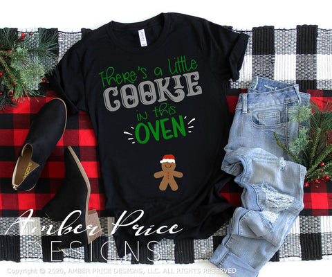 There's a little cookie in this oven SVG | Christmas Pregnancy Reveal SVG PNG DXF | Winter Maternity SVG for Christmas SVG Amber Price Design 