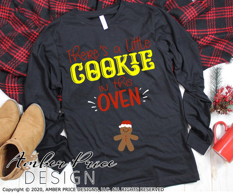 There's a little cookie in this oven SVG | Christmas Pregnancy Reveal SVG PNG DXF | Winter Maternity SVG for Christmas SVG Amber Price Design 