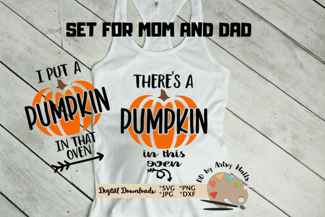 There's a pumpkin in this oven BUNDLE - Pregnancy shirt SET svg - Maternity Halloween shirt svg - pregnant shirt svg dxf SVG The Artsy Spot 