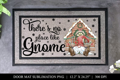 There's No Place Like Gnome Door Mat Sublimation Design PNG Sublimation BijouBay 