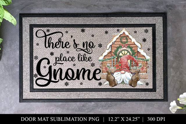 There's No Place Like Gnome Door Mat Sublimation Design PNG Sublimation BijouBay 