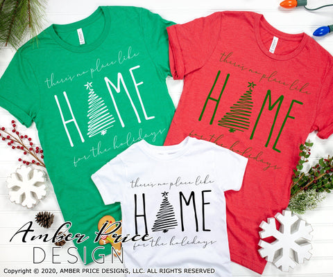 There's no place like home for the holidays SVG PNG DXF | Hand lettered Christmas Winter SVG SVG Amber Price Design 