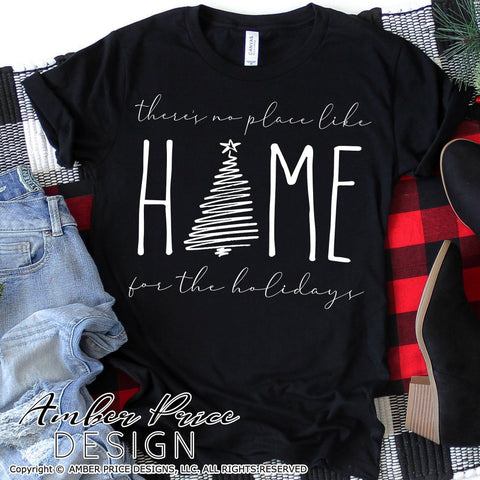 There's no place like home for the holidays SVG PNG DXF | Hand lettered Christmas Winter SVG SVG Amber Price Design 